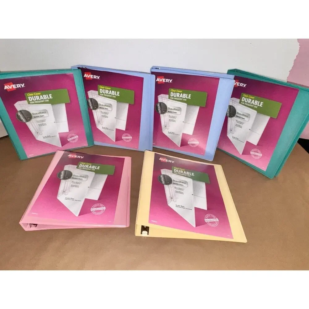 Avery Durable Clear View Binders Set of 6 New Slant Ring Heavy Duty 1.5